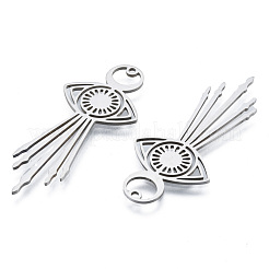 変色しない201ステンレススチールペンダント  アイチャーム  ステンレス鋼色  45.5x20x1mm  穴：1.5mm&nbsp;STAS-N090-LA954-1