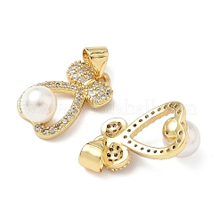 Brass Micro Pave Cubic Zirconia Pendants and ABS Imitation Pearl&nbsp;KK-Q068-23G