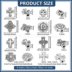 80Pcs 8 Styles Tibetan Style Zinc Alloy Beads&nbsp;TIBEB-FG0001-01