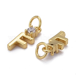 真鍮マイクロパヴェクリアキュービックジルコニアペンダント  丸カン付き  18KGP本金メッキ  長持ちメッキ  文字L  文字.e  10x3.5x2mm&nbsp;ZIRC-Z011-35F