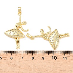 Brass Micro Pave Clear Cubic Zirconia Pendants&nbsp;KK-G549-11G