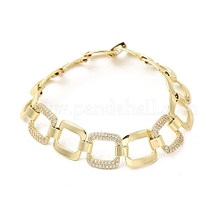 Brass Micro Pave Clear Cubic Zirconia Link Chain Bracelets for Women&nbsp;BJEW-H630-03G