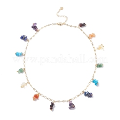 Natural & Synthetic Mixed Gemstone Chips Charm Bracelet and Necklace&nbsp;SJEW-JS01234