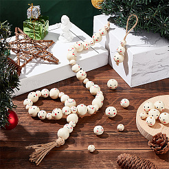 60Pcs 3 Styles Printed Wooden Beads&nbsp;WOOD-PH0002-64