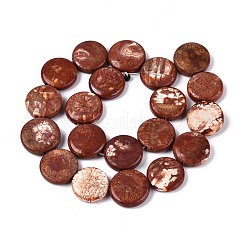 染められた天然ファイヤーアゲートクラックルビーズ連売り  フラットラウンド  19~21x5~7mm  穴：1.2~1.6mm  約20個/連  15.55~15.94''（39.5~40.5センチメートル）&nbsp;G-T144-57A-01