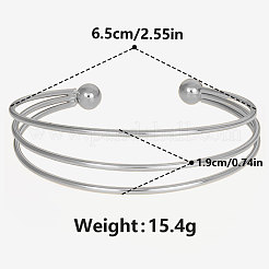 304ステンレススチール製カフバングル  女性のためのトルクバングル  ステンレス鋼色  7-7/8インチ（20cm）  内径：2-1/2インチ（6.5cm）&nbsp;ID4406-1