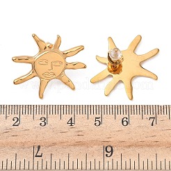 304ステンレススチール製サンスタッドピアス  イオンプレーティング（ip）  18KGP本金メッキ  25x28mm&nbsp;EJEW-K268-67G