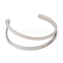 女性用304ステンレススチールカフバングル  ステンレス鋼色  内径：1.89インチ（4.8cm）x2.05インチ（5.2cm）&nbsp;BJEW-D408-29P