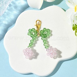 チェリーガラス模造オーストリアクリスタルペンダント装飾3個  合金製カニカン付き  ミックスカラー  43mm&nbsp;HJEW-JM04058