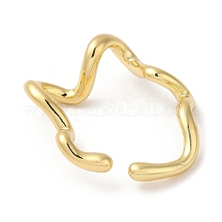 真鍮オープンカフリング  女性用ウェーブリング  カドミウムフリー＆鉛フリー  18KGP本金メッキ  3~10mm  内径：19x21mm&nbsp;RJEW-Q778-20G