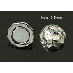 ループ付き真鍮製マグネットクラスプ  ラウンド  プラチナ  15x10mm  穴：0.5mm&nbsp;X-KK-C2918-N