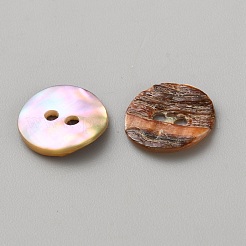天然の貝ボタン  2穴  フラットラウンド  カラフル  11x2mm  穴：1.6mm&nbsp;LS-BUTT-WH0024-041B