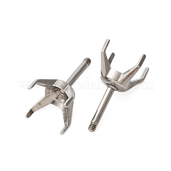 304ステンレススチールスタッドピアス金具  ステンレス鋼色  トレイ：8mm  12x8.5mm  ピン：1x7mm&nbsp;STAS-B091-02B-08P