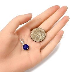 8Pcs Round Polymer Clay Pave Rhinestone Pendant Decorations&nbsp;HJEW-JM04103-01