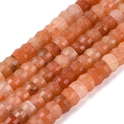 天然石レッドアベンチュリンビーズ連売り  ロンデル  多面カット  4x2~2.5mm  穴：0.7~1mm  約156~162個/連  14.76~15.16インチ（37.5~38.5cm）&nbsp;LS-G-Q606-46A-06