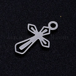 変色しにくい201ステンレススチールの小さなクロスチャーム  ステンレス鋼色  15x9x1mm  穴：1.5mm&nbsp;STAS-Q201-JN308-1
