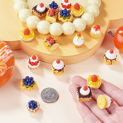 18個9スタイル不透明樹脂カボション  模造食品  混合図形  ミックスカラー  15~23x14.5~20mm  2個/スタイル&nbsp;RESI-TA0005-55