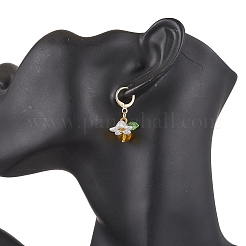 合金アクリルフープピアス  ガラスと  花とミツバチ  ミックスカラー  31x15.5mm&nbsp;EJEW-JE06439