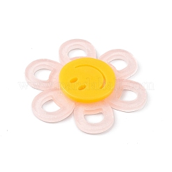 アクリルカボション  グリッターパウダー付き  笑顔の花  ピンク  37x4.5mm&nbsp;MACR-C015-02C