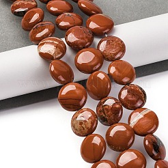 天然石レッドジャスパービーズ連売り  フラットラウンド  16x6.5~7mm  穴：1.2mm  約25個/連  14.96~15.35インチ（38~39cm）&nbsp;G-C159-A05-01