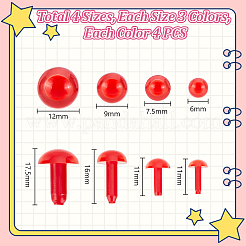 48個 12色プラスチック製クラフトドールアイ  304ステンレス鋼ガスケット付き  ぬいぐるみの目  diyの人形のおもちゃの人形のプラシ天の動物の作成のため  ミックスカラー  11~17.5x6~12mm  4個/カラー&nbsp;DIY-GA0002-89