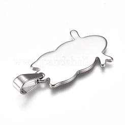 変色しにくい304ステンレススチールペンダント  フクロウ  ステンレス鋼色  32.5x21.5x1.5mm  穴：10x4mm&nbsp;STAS-I135-15P
