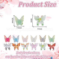 120Pcs 12 Colors Butterfly Resin Nail Art Cabochons&nbsp;MRMJ-HY0001-39