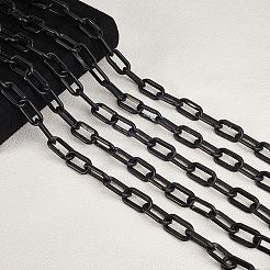 15mのプラスチックアズキチェーン  スプール/カード用紙なし  ブラック  36x19x5mm&nbsp;FIND-SP0003-21