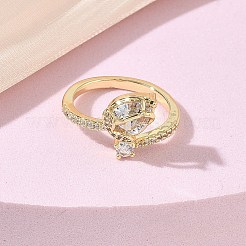 Brass Micro Pave Cubic Zirconia Cuff Open Rings&nbsp;CU-CBAEC29-08G