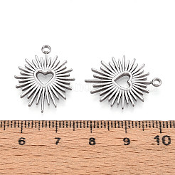 変色しない304ステンレススチールペンダント  ハートチャーム  ステンレス鋼色  22.5x18x2mm  穴：1.8mm&nbsp;STAS-I671-01P