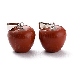天然石レッドジャスパーペンダント  プラチナブラスループ付き  りんご  14~15x14x14mm  穴：6x3mm&nbsp;G-Z022-01L