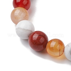 8.5mm ラウンド天然カーネリアン & ハウライト & カーネリアン & レッドジャスパービーズ ストレッチブレスレット (女性用)  内径：2-1/8インチ（5.5cm）&nbsp;BJEW-JB10944-01