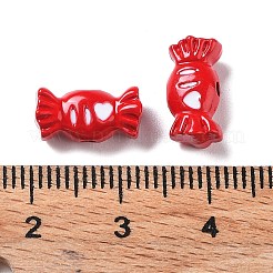 スプレープリントされた合金ビーズ  エナメル  キャンディ  クリムゾン  6.5x12.5x5mm  穴：1.6mm&nbsp;PALLOY-H134-54