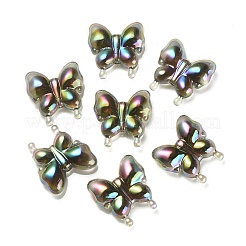 夜光UVメッキレインボー虹色アクリルビーズ  暗闇で光る  蝶  ブラック  30x29x10.5mm  穴：2mm&nbsp;LS-OACR-F006-03B