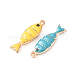 304ステンレススチールエナメルペンダント  淡い金色  魚のチャーム  ミックスカラー  22.5x7x3mm  穴：1.2mm&nbsp;X-STAS-K303-09KCG