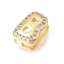 Brass Micro Pave Clear Cubic Zirconia Initial Spacer Bars&nbsp;KK-E802-34G-B