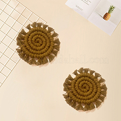 ボヘミアの手作り織りコットンコースター  カップマット  フラットラウンド  シエナ  85x10mm&nbsp;AJEW-WH20020-294B