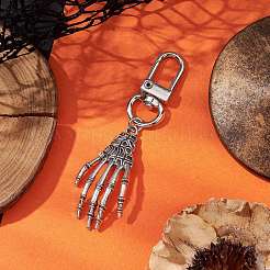 Halloween Themed Alloy Skeleton Hand Pendant Decorations&nbsp;HJEW-JM02147