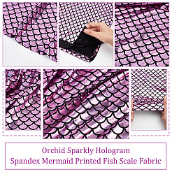 Sparkly Hologram Spandex Mermaid Printed Fish Scale Fabric&nbsp;AJEW-WH0001-44
