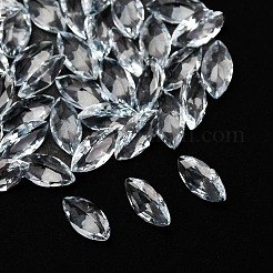 ファセットカットの天然アクアマリンカボション  後ろ向き  馬の目  5x2.5x1.5mm&nbsp;G-I295-05C-21A