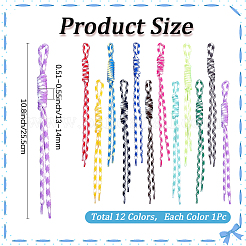 バッグ飾り用ナイロンペンダントデコレーション12個12色  ミックスカラー  255x13~14mm  穴：25x8mm  1pc /カラー&nbsp;AJEW-SC0031-93