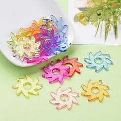 透明なアクリルビーズ  太陽  ミックスカラー  直径25mm  厚さ2mm  穴：7mm  約833個/500g&nbsp;PL878Y