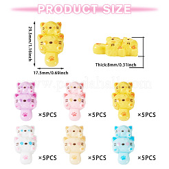 30本6色樹脂カボション  猫  ミックスカラー  29.5x17.5x8mm  5個/カラー&nbsp;RESI-TA0003-80
