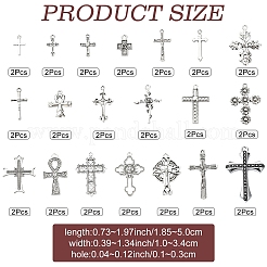 40pcs20スタイルチベットスタイルアロイペンダント  クロス  アンティークシルバー  18.5~50x10~34x1.5~4.5mm  穴：1.6~3mm  2個/スタイル&nbsp;TIBEP-YW0001-84