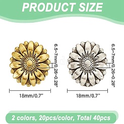 40Pcs 2 Colors 1-Hole Alloy Shank Buttons&nbsp;BUTT-AR0001-13