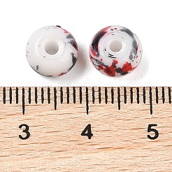 オペークスプレープリントガラスビーズ  ロンデル  レッド  8x5mm  穴：2mm&nbsp;X1-GLAA-G118-01R