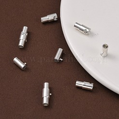 真鍮製ロッキングチューブマグネットクラスプ  コラム  銀  15x4mm  穴：2.8mm&nbsp;LS-X-MC079-S