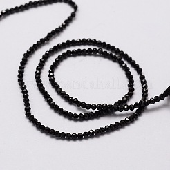 天然のブラックスピネルビーズ連売り  多面カット  ラウンド  2mm  穴：0.6mm  約170個/連  15.3インチ&nbsp;G-M298-26