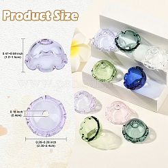 透明ガラスビーズキャップ12色6個  マルチ花弁花  ミックスカラー  23.5~24x12~15mm  穴：4mm  2個/カラー&nbsp;GLAA-YW0004-84
