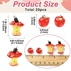20Pcs 2 Styles Apple Resin Charms&nbsp;RESI-YW0004-67